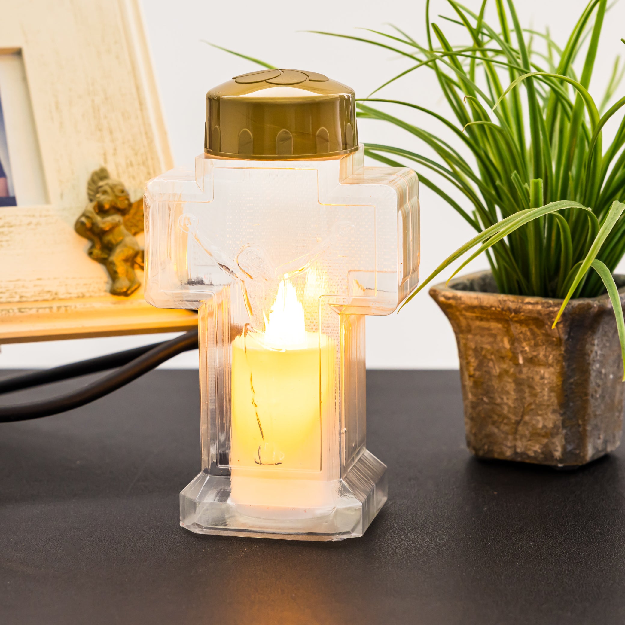 Cross White LED Candle Light